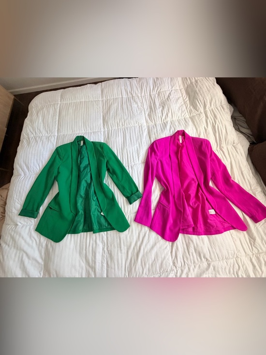 Anthropologie Jackets & Blazers - Mural oversized open front tuxedo green bright print blazer bundle XS S